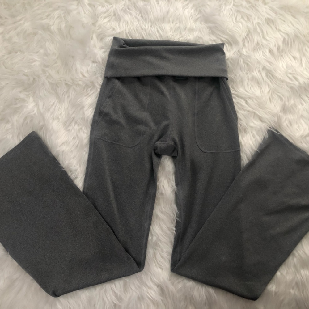 Gray Halara leggings with fold over waist